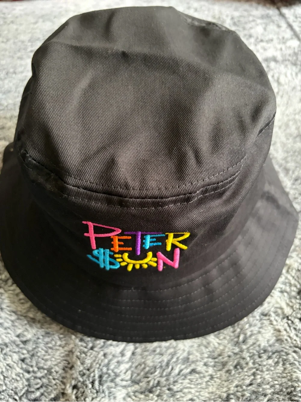 Black Bucket Hat with Colorful Embroidery